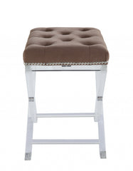 19' X 14' X 19' Brown Fabric And Clear Acrylic Stool