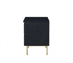 Contemporary Black And Brass Nightstand