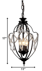 Kennedy 3-light Black-finish 11-inch Crystal Chandelier