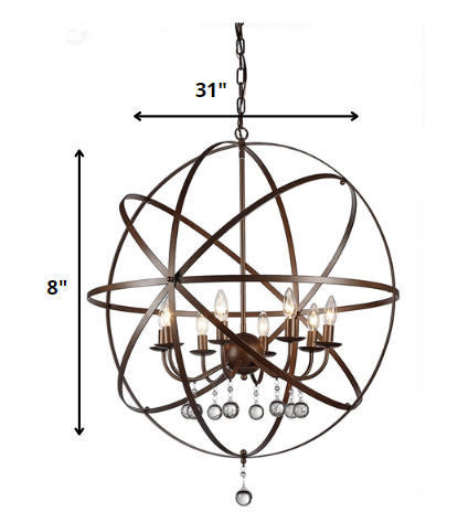 Jossie 8-light Crystal 30-inch Bronze-finish Chandelier