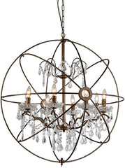 Edwards Antique Bronze and Crystal 24-inch Sphere Chandelier