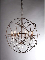 Edwards Antique Bronze and Crystal 24-inch Sphere Chandelier