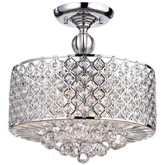 Jereon Chrome Cross Hatch Round Ceiling Lamp