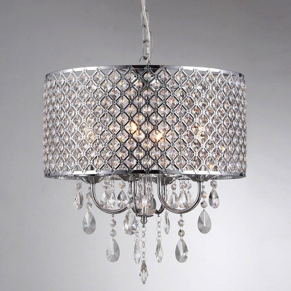 17" Round Chrome Finish Crystal Chandelier with 4 Lights