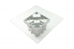 59" X 59" X 30" Gray Glass Dining Table