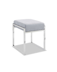Ottoman Light Gray Fabric Stainless Steel Base