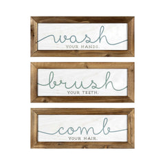 Rustic Set of 3 Grooming Instructions Bathroom Wall Art