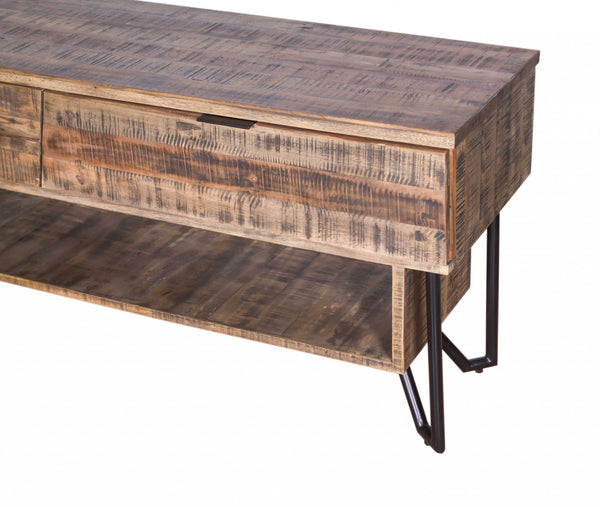 Natural Black Wood Iron Media Unit