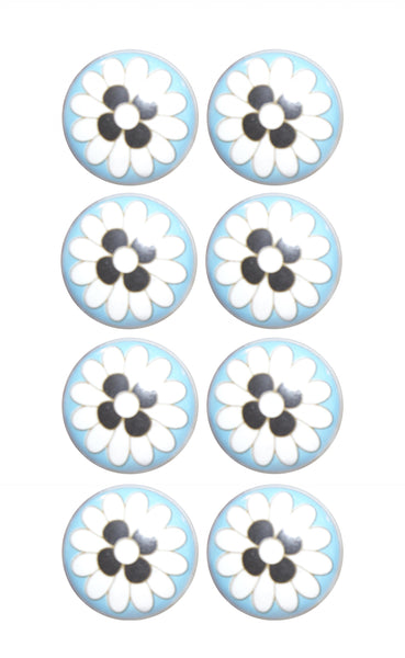 Charming Light Blue And Black Set of 8 Knobs