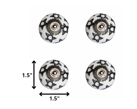 1.5" x 1.5" x 1.5" White Black and Silver  Knobs 12 Pack