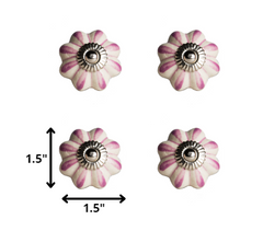 1.5" x 1.5" x 1.5" Hues Of Cream Pink And Silver  Knobs 8 Pack