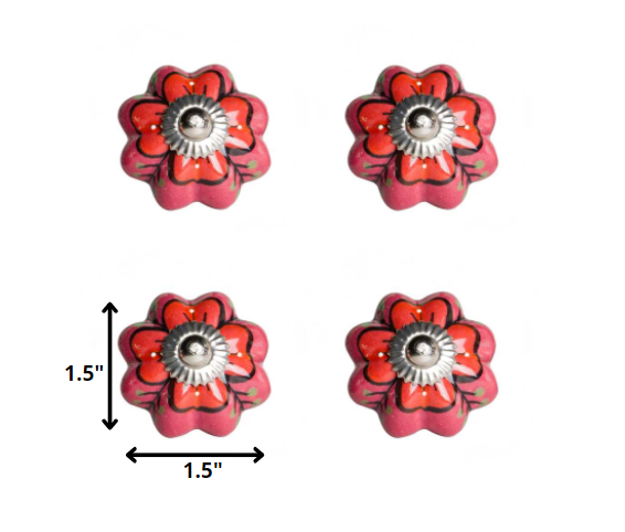 1.5" x 1.5" x 1.5" Pink Red and Green  Knobs 12 Pack