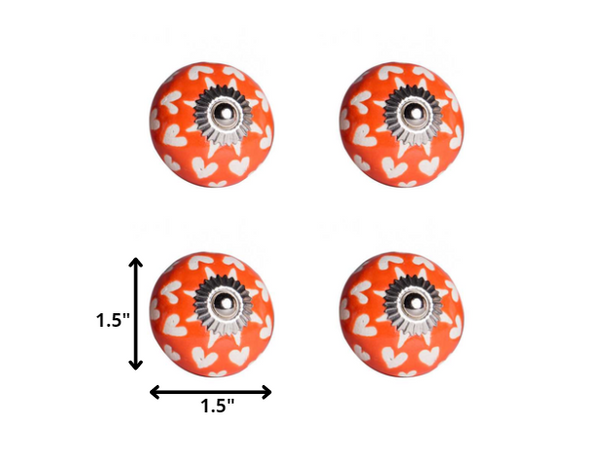 1.5" x 1.5" x 1.5" Orange White and Silver  Knobs 12 Pack
