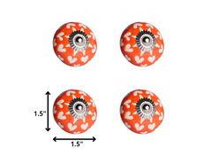 1.5" x 1.5" x 1.5" Orange White and Silver  Knobs 12 Pack