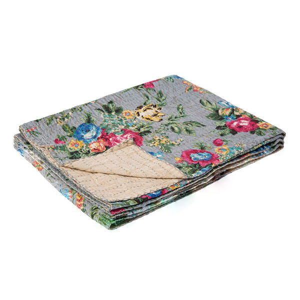 50" x 70" Multicolored Traditional Kantha - Throw