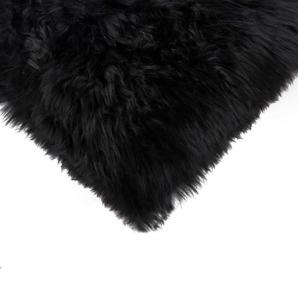 18" x 18"Modern Black New Zealand Sheepskin Pillow