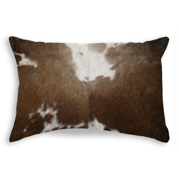 12" x 20" x 5" Chocolate And White Torino Kobe Cowhide  Pillow