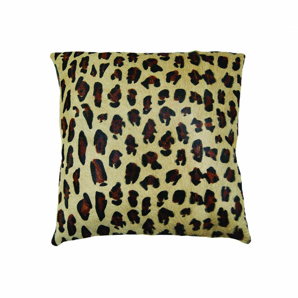 18" x 18" x 5" Striking Leopard Torino Kobe Cowhide  Pillow