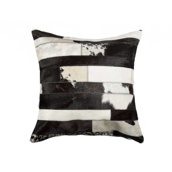 18" x 18" x 5" Madrid White Torino Kobe Cowhide  Pillow