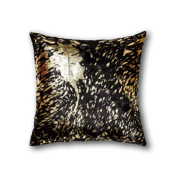Chocolate and Gold Torino Kobe Cowhide Pillow