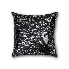 18" x 18" x 5" Black and Silver Torino Kobe Cowhide  Pillow
