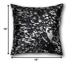 18" x 18" x 5" Black and Silver Torino Kobe Cowhide  Pillow