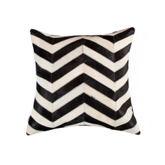 18" x 18" x 5" Lovely Black and Natural Kobe Cowhide  Pillow