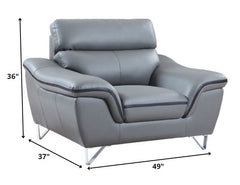 108" Charming Grey Leather Sofa Set