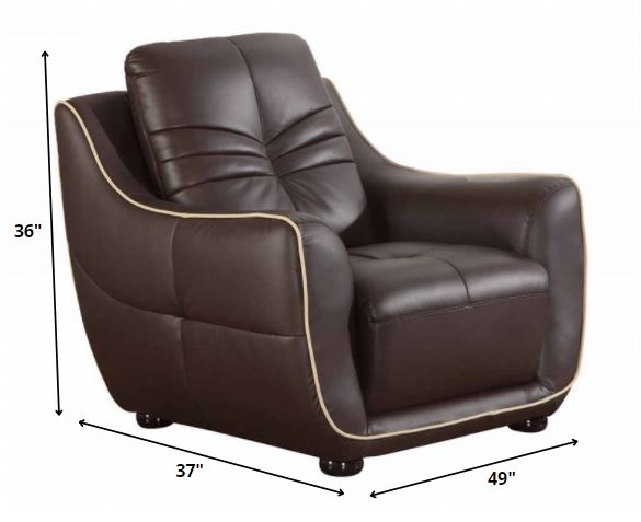 108" Elegant Brown Leather Sofa Set