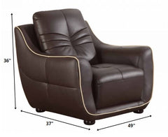 108" Elegant Brown Leather Sofa Set