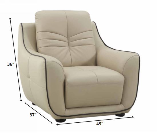 108" Elegant Beige Leather Sofa Set