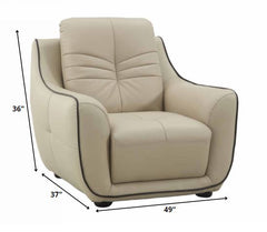 108" Elegant Beige Leather Sofa Set