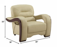 99" Glamorous Beige Leather Sofa Set