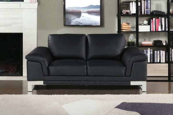 32" Lovely Black Leather Loveseat