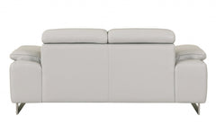 Tasteful Light Grey Genuine Italian Leather Loveseat