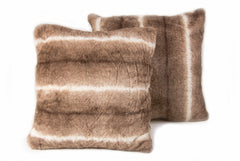 18" x 18" x 5" Taupe Faux Fur  Pillow 2 Pack