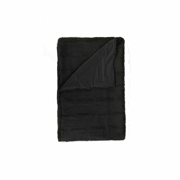 50" x 70" x 2" Black Faux Fur - Throw