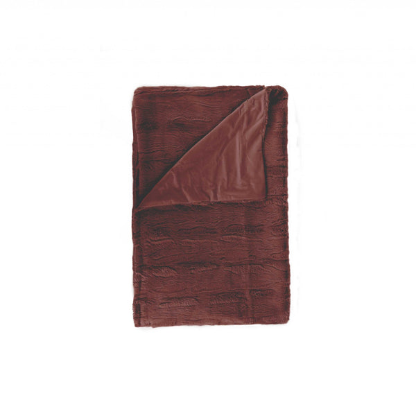 50" x 70" x 2" Burgundy Faux Fur - Throw