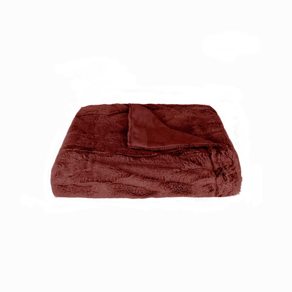 50" x 70" x 2" Burgundy Faux Fur - Throw