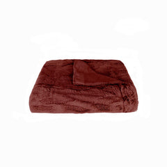 50" x 70" x 2" Burgundy Faux Fur - Throw