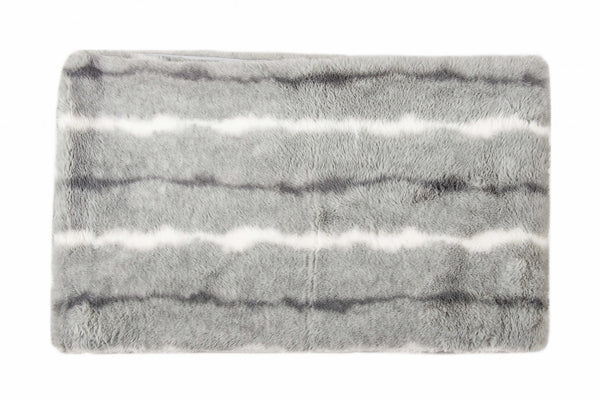 50" x 70" Grey and White Faux Fur Throw