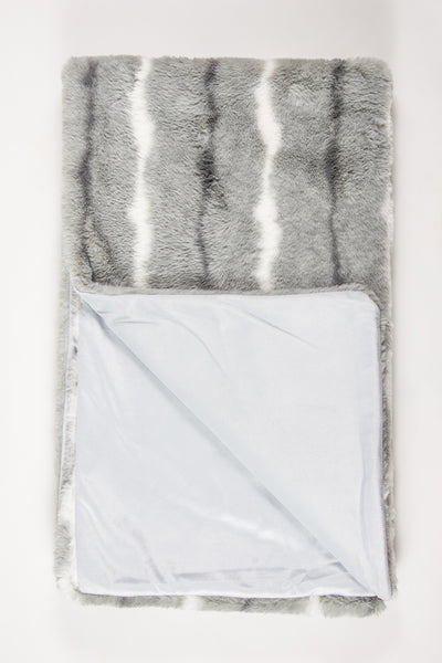 50" x 70" Grey and White Faux Fur Throw