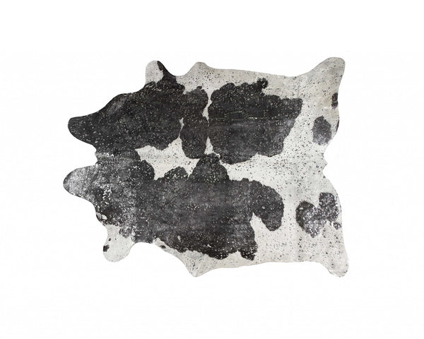 72" x 84" Silver Black & White Cowhide  Rug