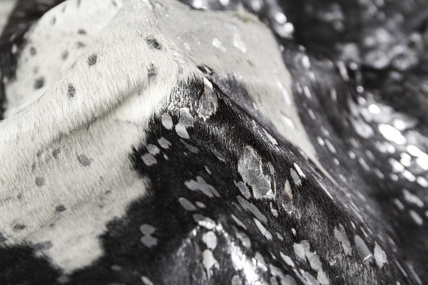 72" x 84" Silver Black & White Cowhide  Rug