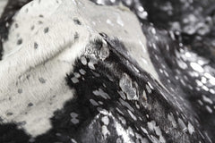 72" x 84" Silver Black & White Cowhide  Rug