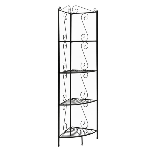 15" x 22.5" x 70" Brown Metal Corner Shelf  Bookcase