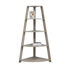 24.25" x 34.25" x 60" Dark Taupe  Black  Particle Board  Bookcase Corner Accent Shelf