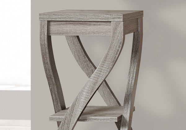 11.5" x 11.5" x 32" Dark Taupe Finish Hollow Core Accent Table