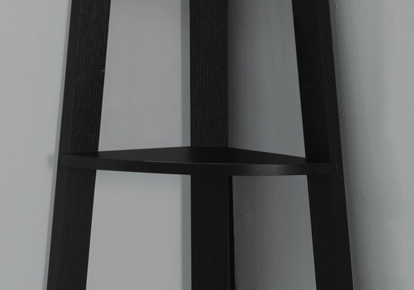 Black Five Tier Open Corner Bookcase