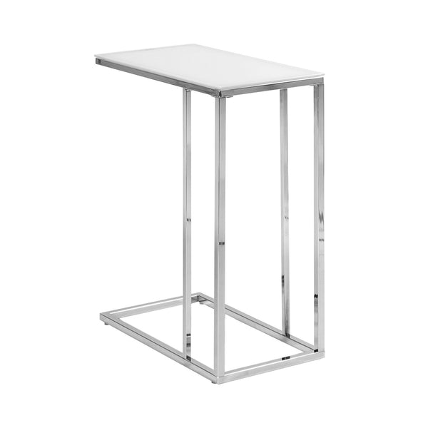 18.25" x 10.25" x 24" Chrome Metal Tempered Glass Accent Table